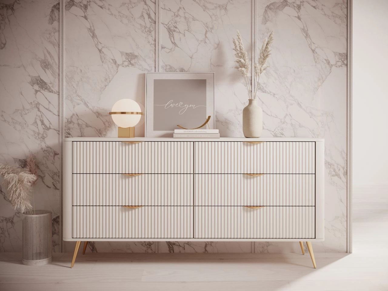 Komoda z 6 szufladami Latina Beżowa