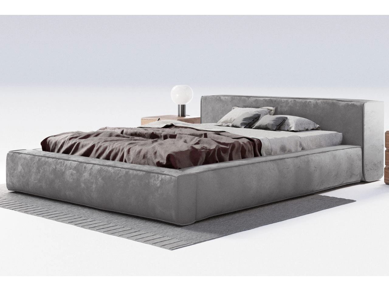 Łóżko tapicerowane z pojemnikiem na pościel i stelażem 120x200 Mali Szary