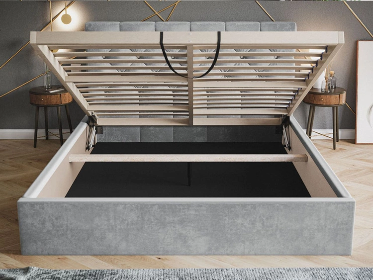 Łóżko tapicerowane z pojemnikiem i stelażem 160x200 Selva Beżowy