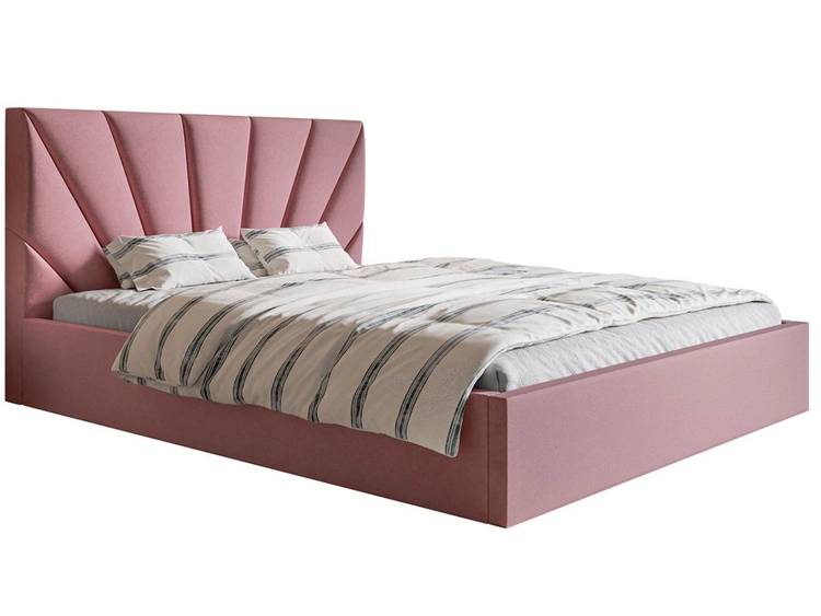 Łóżko tapicerowane z pojemnikiem i stelażem 180x200 Orlo różowe