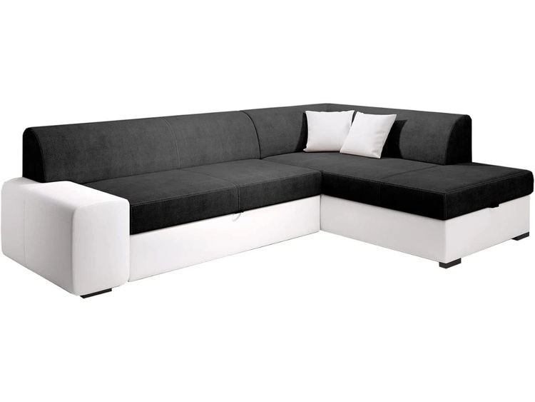 Narożnik L Prawy z funkcją spania i pojemnikiem Fresto Czarny, Biały