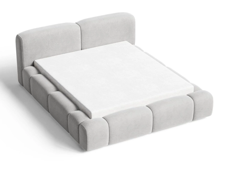 Łóżko tapicerowane z pojemnikiem i stelażem 140x200 Aubi Szare