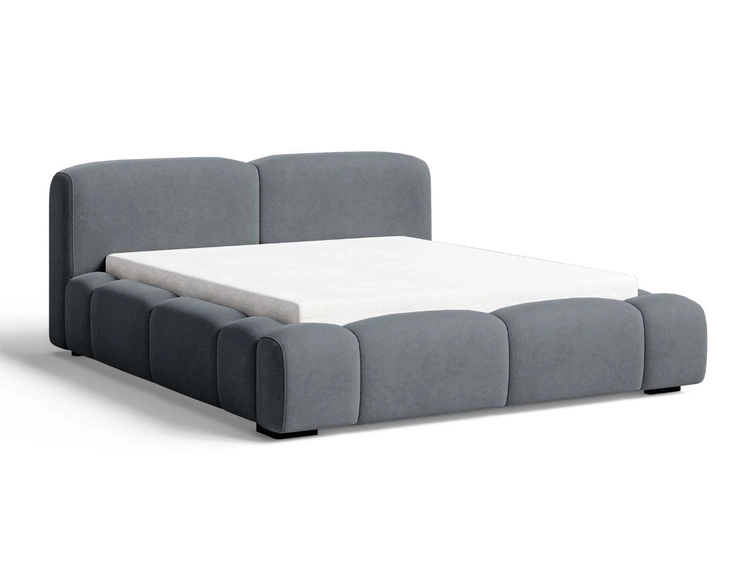 Łóżko tapicerowane z pojemnikiem i stelażem 120x200 Aubi Ciemnoszare