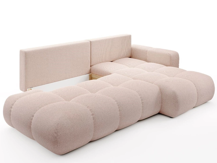 Narożnik L Prawy z funkcją spania i pojemnikiem Sile L Jasnoróżowy