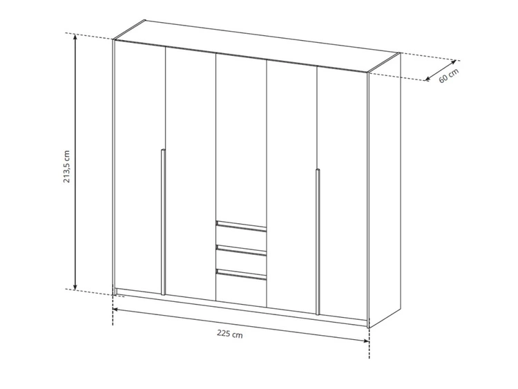 Szafa pięciodrzwiowa z drzwiami uchylnymi Baffi Dąb Craft Złoty, Biała