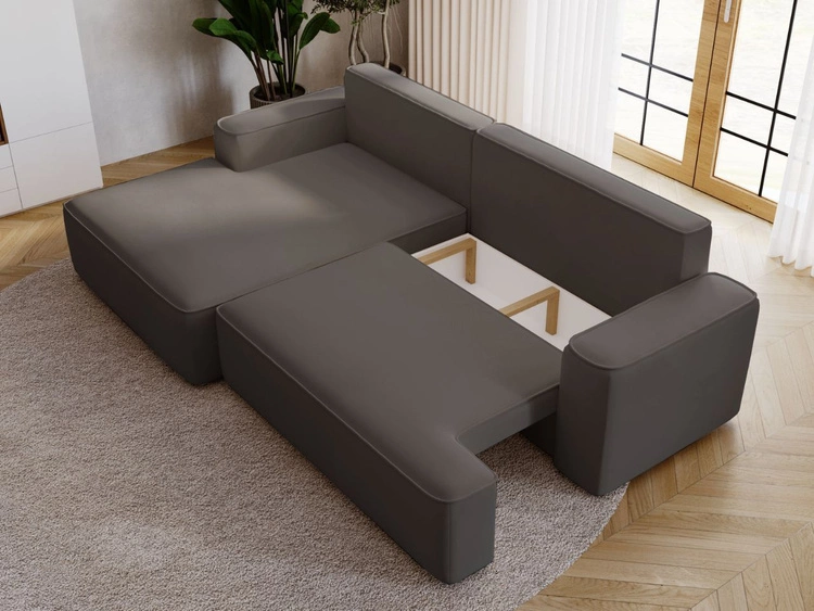 Narożnik L Lewy z funkcją spania i pojemnikiem California Ciemnoszary