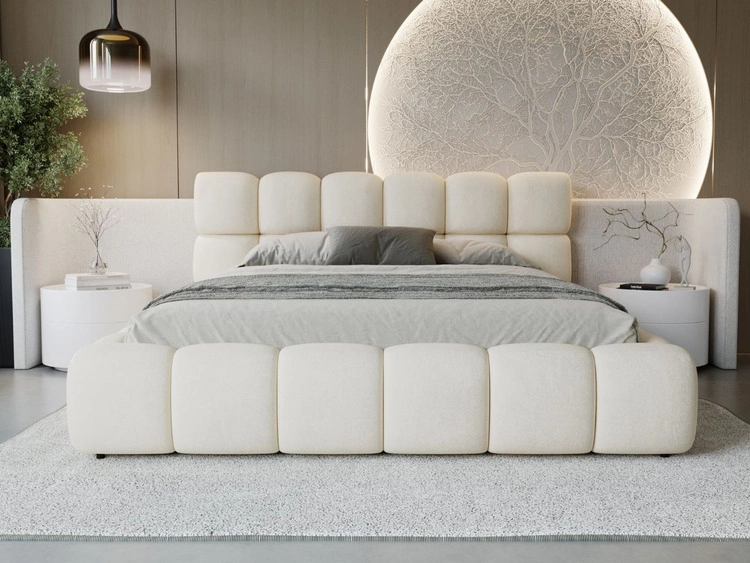 Łóżko tapicerowane z pojemnikiem i stelażem 120x200 Modo Beżowe