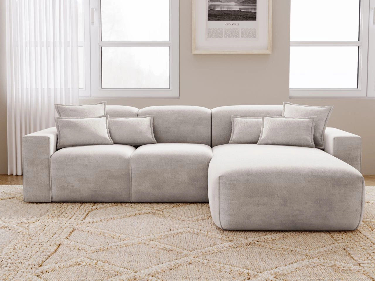 Narożnik L Prawy Leni Jasny szary