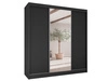 Szafa przesuwna z ryflowanym frontem i lustrem 200 cm Rivas Czarna