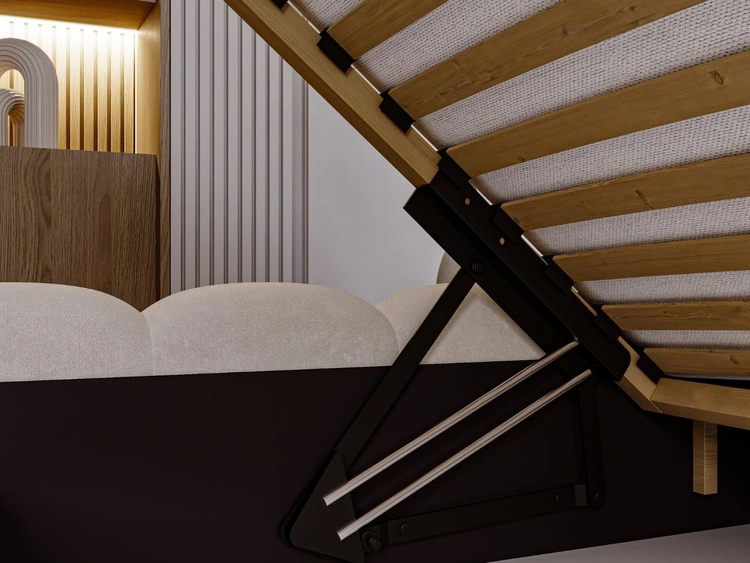 Łóżko tapicerowane z pojemnikiem i stelażem 160x200 Averia Beżowy