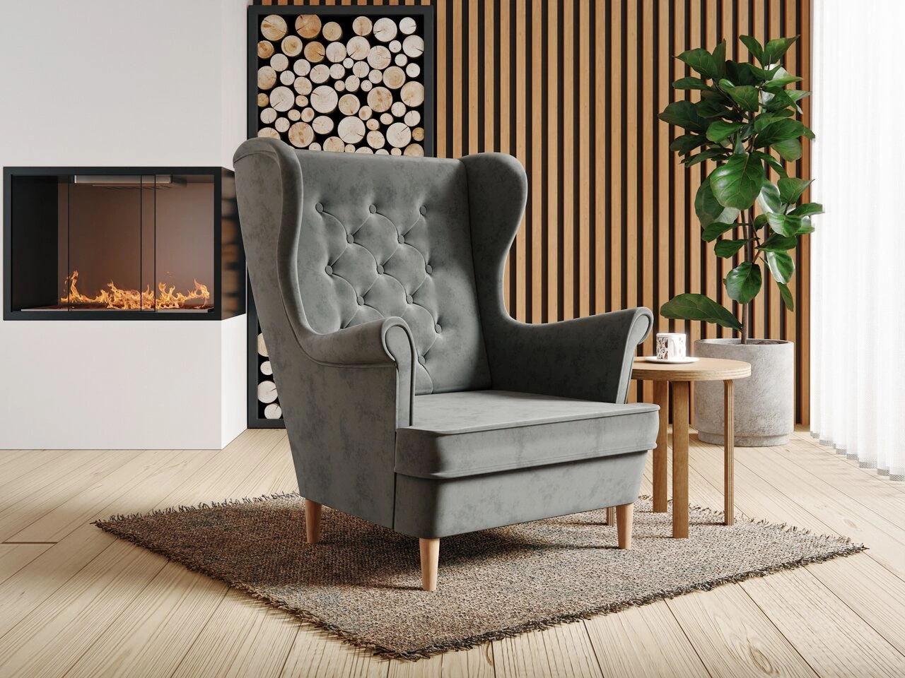 Fotel na nóżkach Oslo II Szary