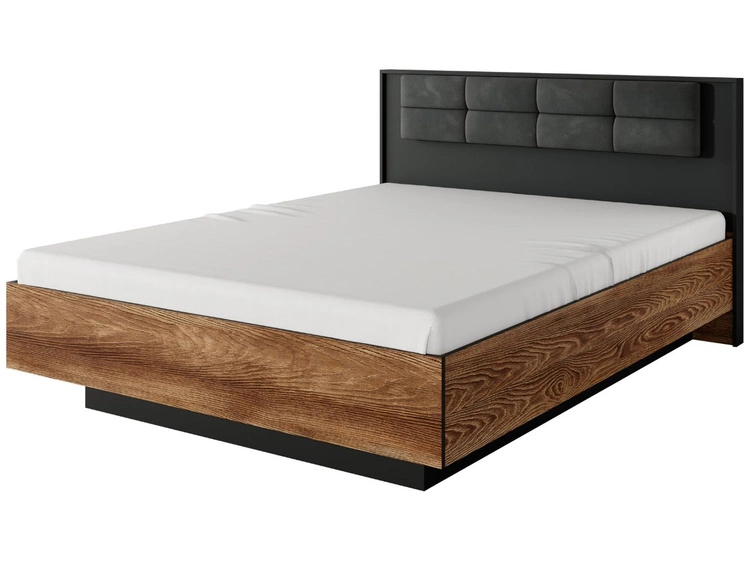 Łóżko drewniane ze stolikami Montreal Brązowy, Czarny