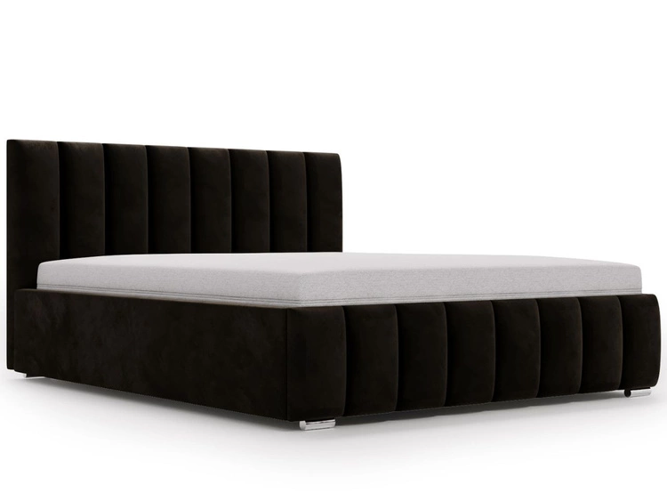 Łóżko tapicerowane z pojemnikiem i stelażem 140x200 Neos Czarne