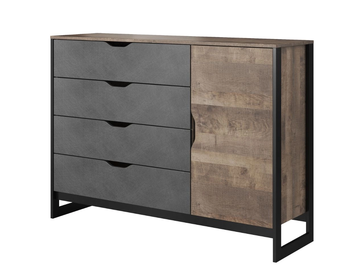 Komoda z drzwiami i szufladami 138 cm Denis Dąb Sand Grande, Matera