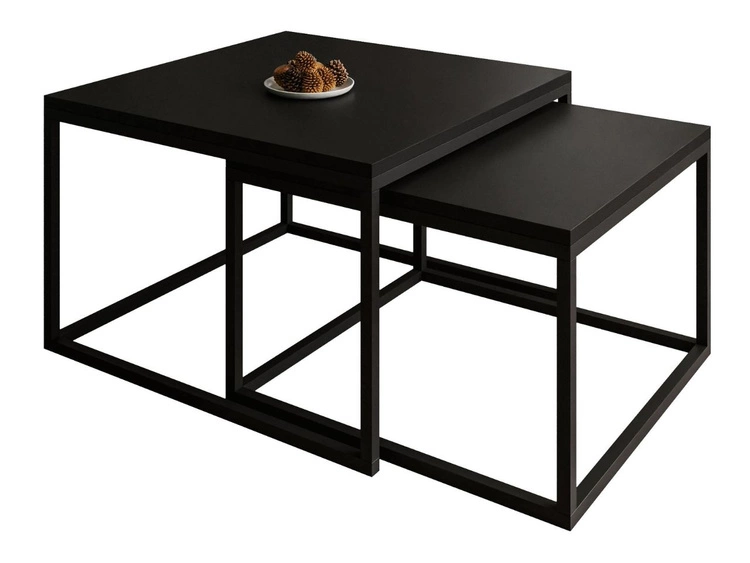 Stolik kawowy na czarnym metalowym stelażu z czarnym blatem Asumi 40x46
