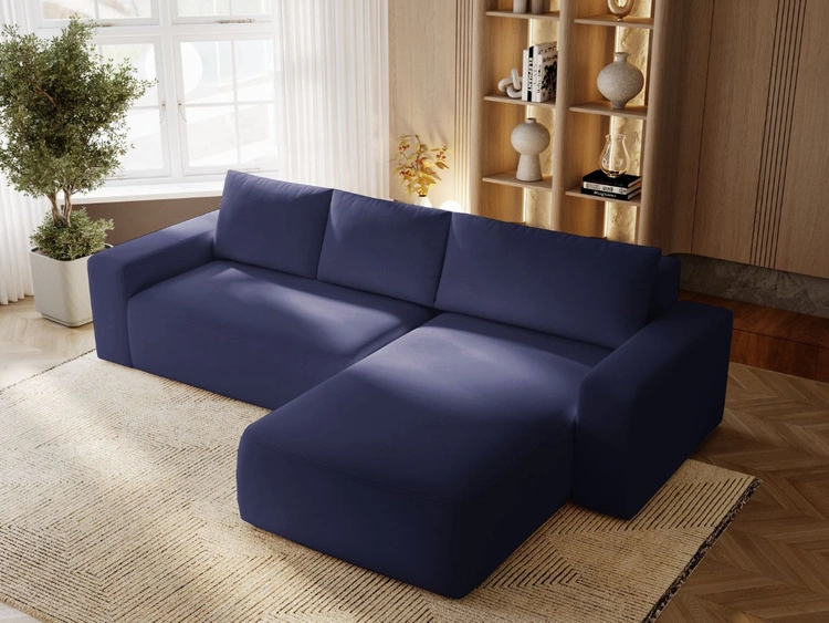 Narożnik L Prawy z funkcją spania i pojemnikiem Tazones Granatowy