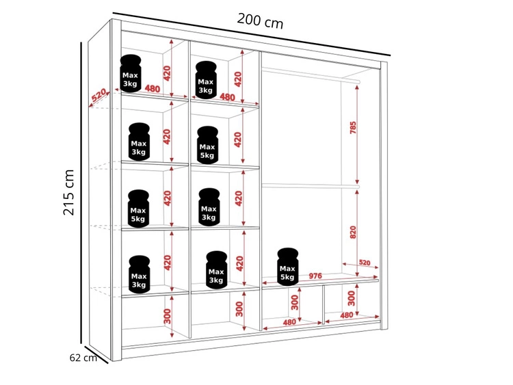Szafa dwudrzwiowa z drzwiami przesuwnymi 200 Bino Biały