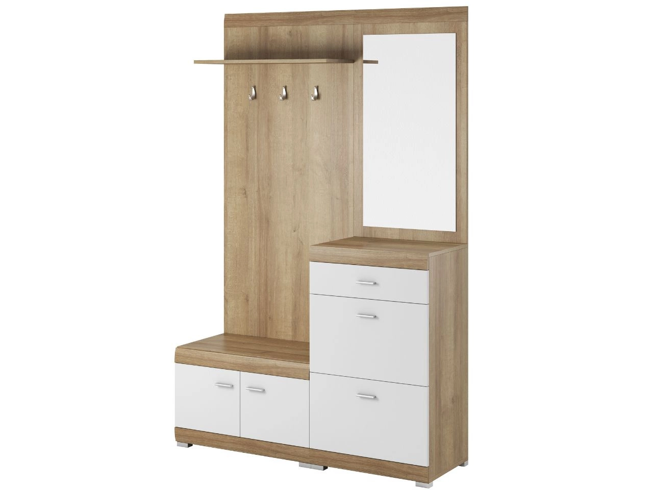 Garderoba Reno z lustrem Dąb Riviera, Biała