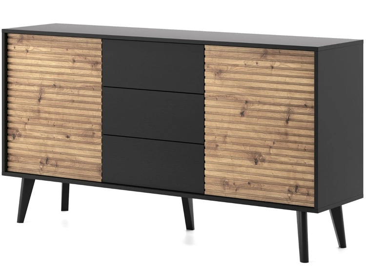 Komoda z drzwiami i szufladami 154 cm Astro Czarna