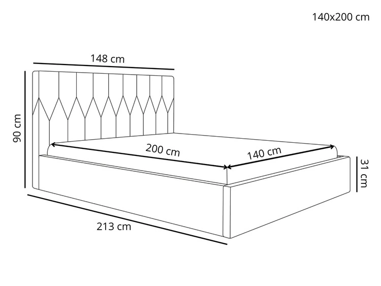 Łóżko tapicerowane z pojemnikiem i stelażem 140x200 Gaja Ciemnoniebieskie