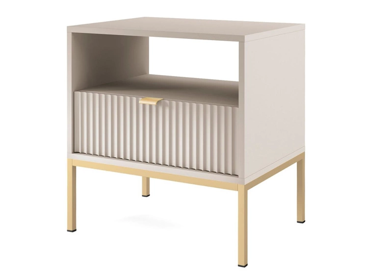 Stolik nocny z szufladą Amber Kaszmir na złotych nogach