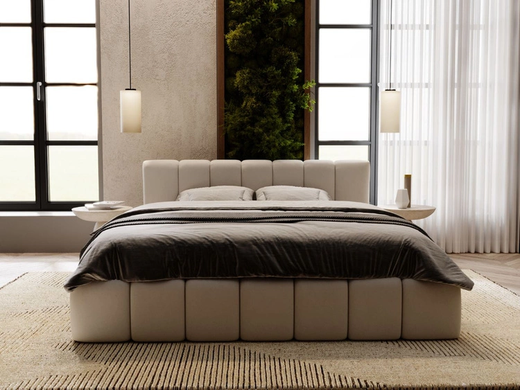 Łóżko tapicerowane z pojemnikiem i stelażem 120x200 Split Jasny szary