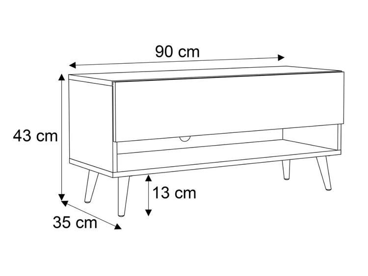 Szafka RTV 90 cm do salonu z oświetleniem LED i czarnymi nóżkami Aurelie Kaszmir mat
