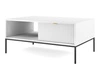 Stolik kawowy z szufladą Amber biały na czarnych nogach