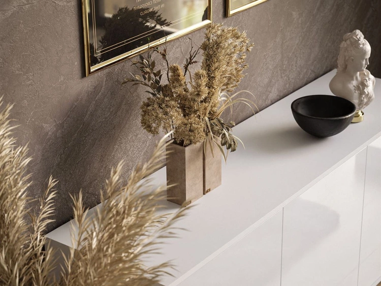 Trzydrzwiowa komoda 154 cm w stylu glamour wisząca Vivance biały połysk