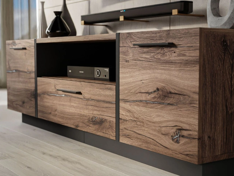 Zestaw mebli do salonu w stylu loftowym Lunelie Dąb Flagstaff