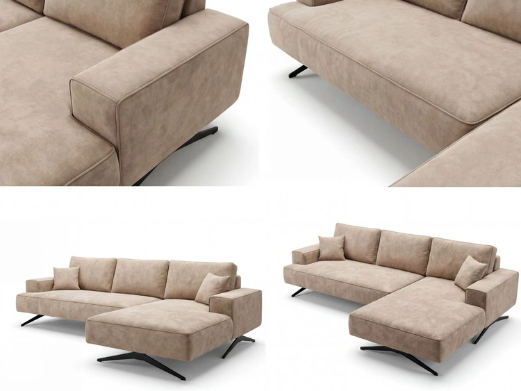 Narożnik L Prawy na metalowych nóżkach Leto beżowy