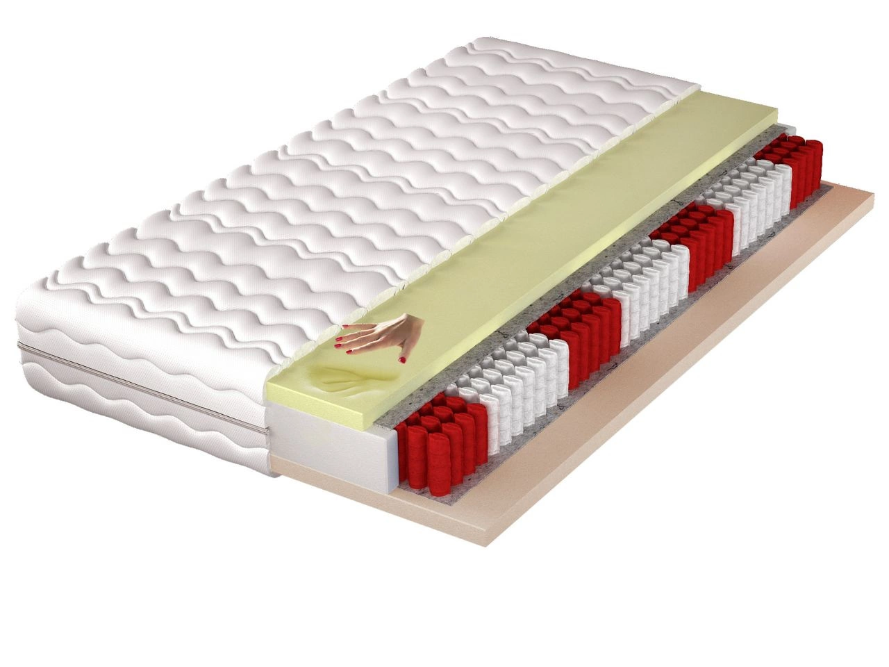 Materac kieszeniowy multipocket z pianką wysokoelastyczną i termoelastyczną Avione 120x200