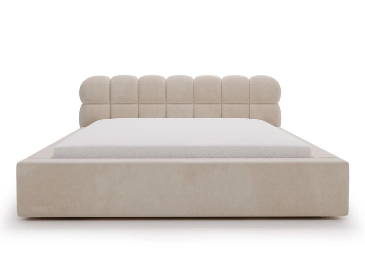 Łóżko tapicerowane z pojemnikiem i stelażem 140x200 Plaza Beżowe