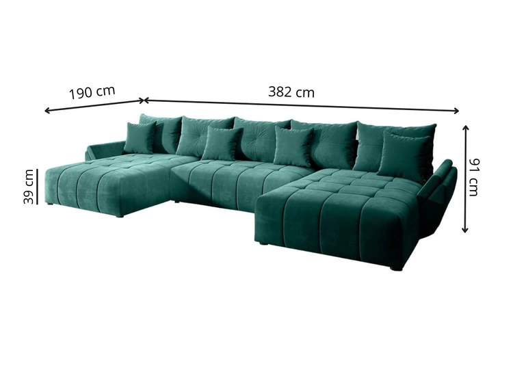 Narożnik U z funkcją spania i pojemnikiem Decor U Czerwony