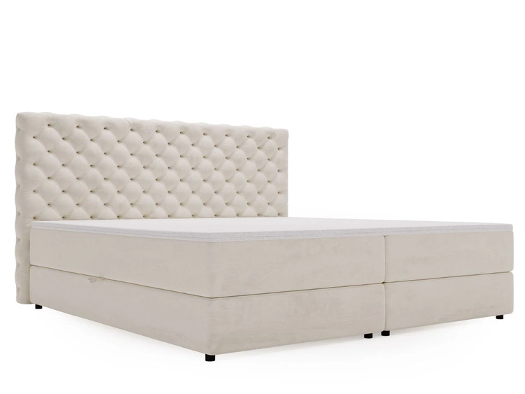 Łóżko kontynentalne z pojemnikiem na pościel 200x200 Bergamo beżowe