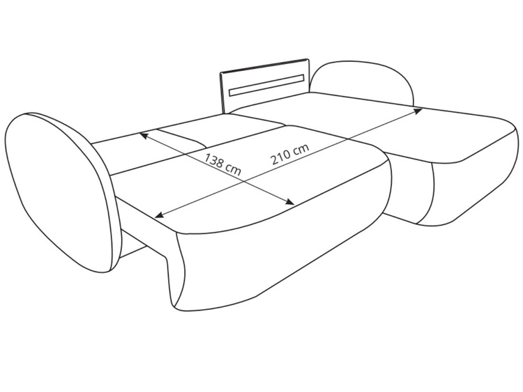 Narożnik L Lewy z funkcją spania i pojemnikiem Oreo Kremowy