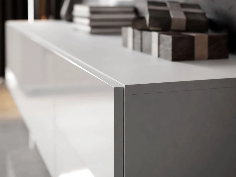 Wisząca meblościanka do salonu z oświetleniem LED Nodoo Biały połysk