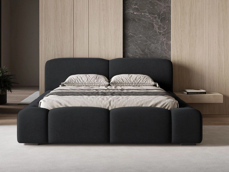 Łóżko tapicerowane z pojemnikiem i stelażem 160x200 Aubi Czarne