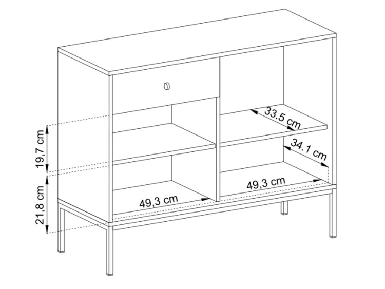 Komoda z drzwiami i szufladami na złotych nóżkach 104 cm Amor Granatowa