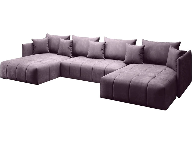 Narożnik U z funkcją spania i pojemnikiem Ardi U Fioletowy