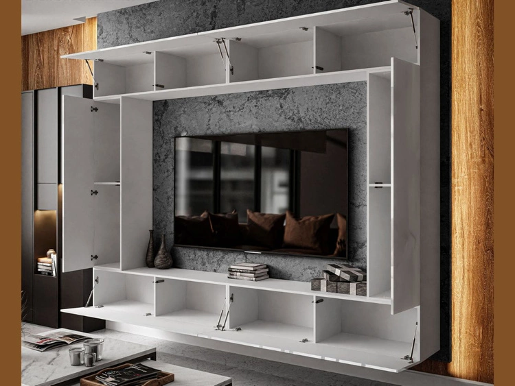 Wisząca meblościanka do salonu Nodoo Biały połysk