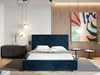 Łóżko tapicerowane z pojemnikiem i stelażem 140x200 Taranto Ciemnoniebieskie