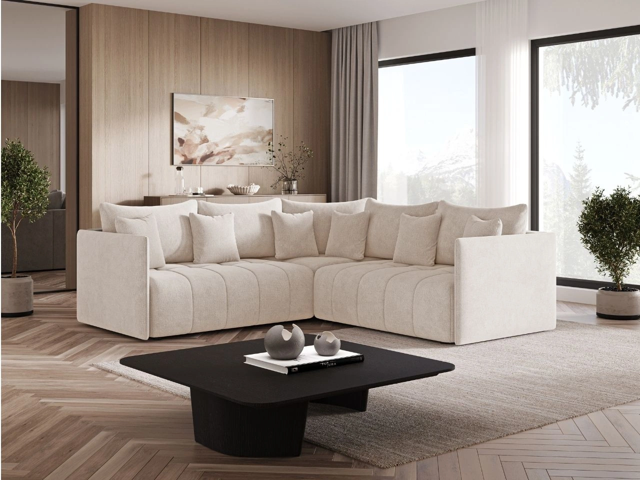 Narożnik L uniwersalny z funkcją spania i pojemnikiem Ardi L Beżowy