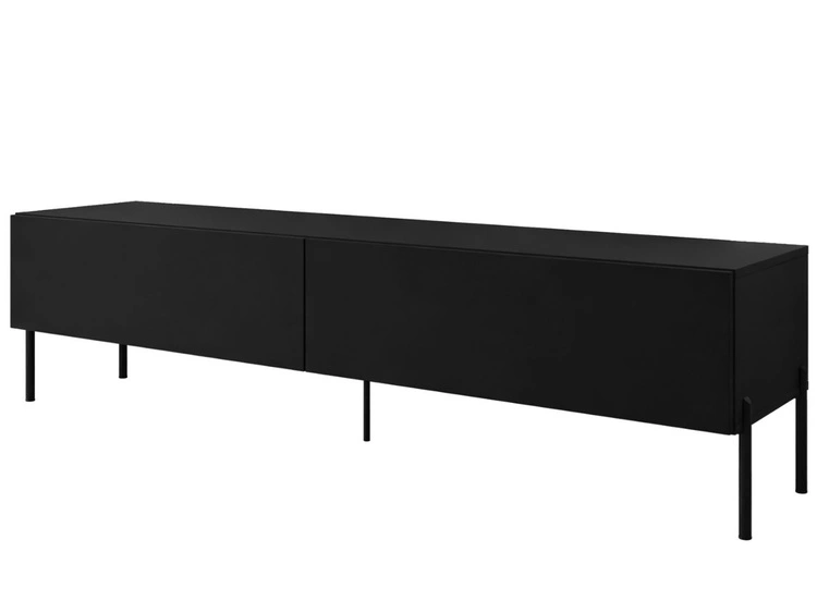 Szafka RTV dwudrzwiowa na czarnych nóżkach 175 cm z oświetleniem LED Sorelle Czarny mat