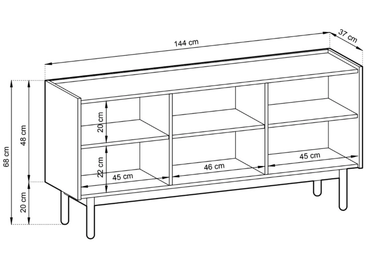 Komoda z drzwiami niska Braha Dąb Riviera