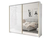 Szafa dwudrzwiowa z drzwiami przesuwnymi, nadstawką i lustrem 254 cm Noaé Biały połysk 