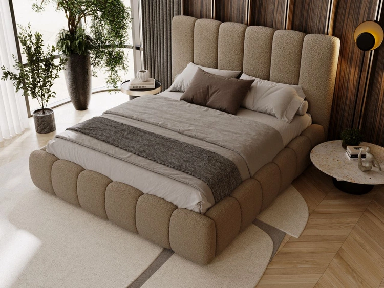 Łóżko tapicerowane z pojemnikiem i stelażem 160x200 Imperial Brązowe