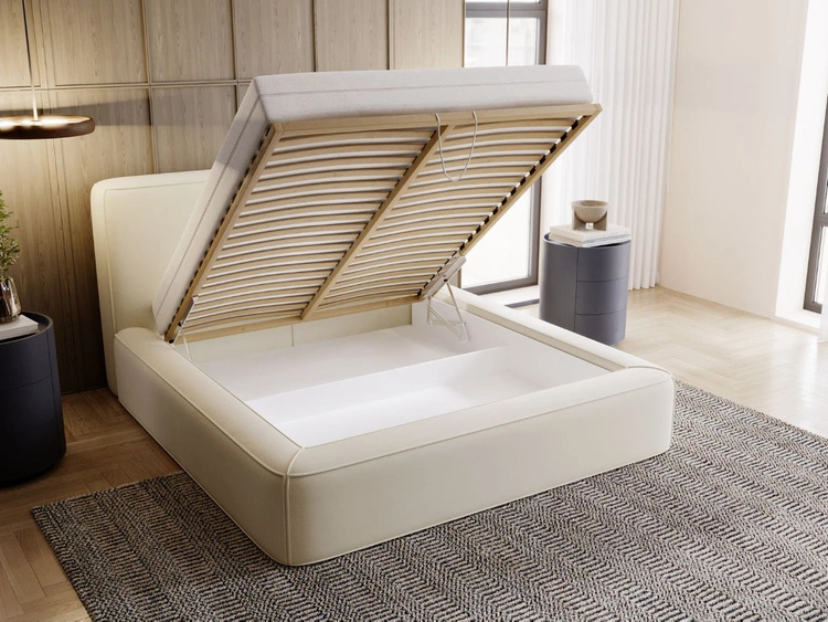 Łóżko tapicerowane z pojemnikiem i stelażem 160x200 Amaro Szare