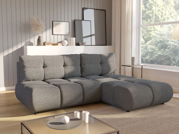 Narożnik z funkcją spania i pojemnikiem Prawy Milet Szary