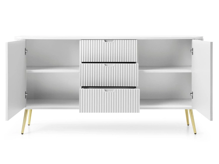 Komoda z drzwiami i szufladami na złotych nogach Viva Biała
